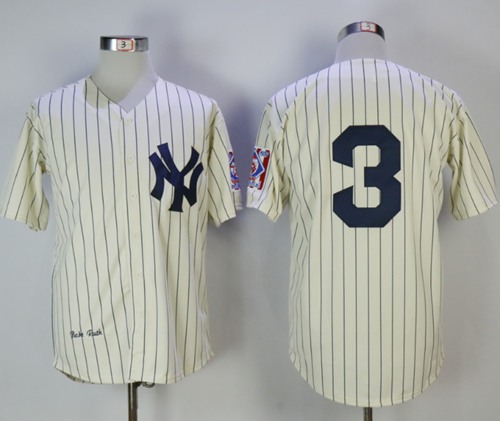 Mitchell And Ness Yankees #3 Babe Ruth Cream Throwback Stitched MLB Jersey